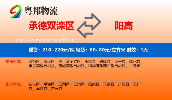 承德双滦区到阳高县物流专线名片