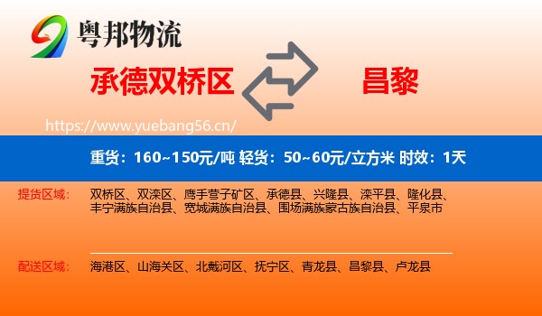 承德双桥区到昌黎县物流专线名片