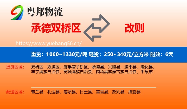 承德双桥区到改则县物流专线名片