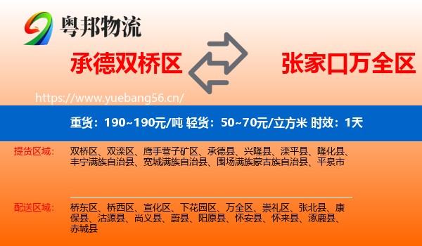 承德双桥区到万全区物流专线名片