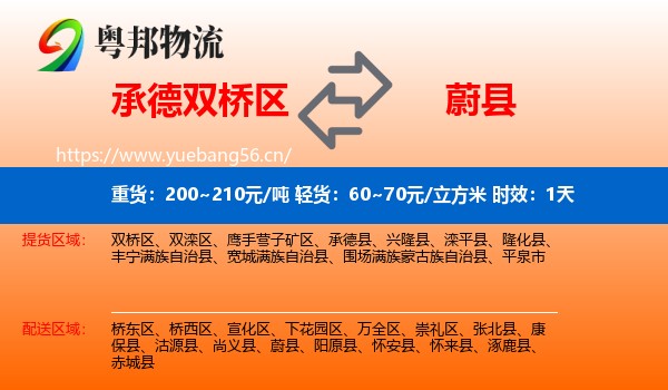 承德双桥区到蔚县物流专线名片