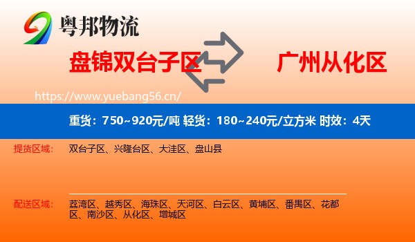 盘锦双台子区到从化区物流专线名片