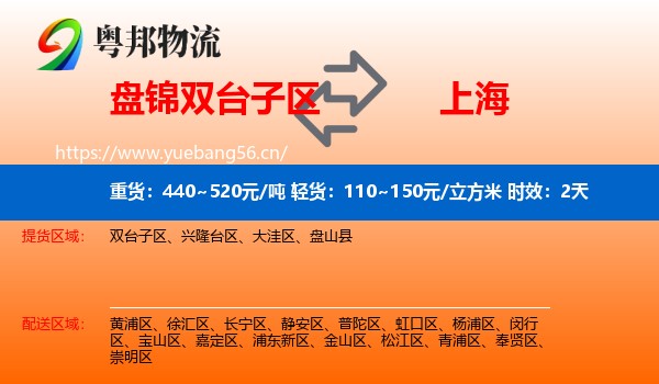 盘锦双台子区到上海物流专线名片