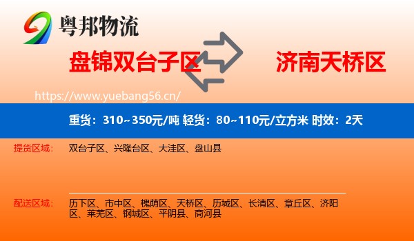 盘锦双台子区到天桥区物流专线名片
