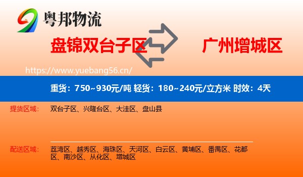 盘锦双台子区到增城区物流专线名片