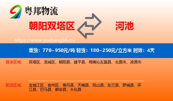 朝阳双塔区到河池物流专线名片
