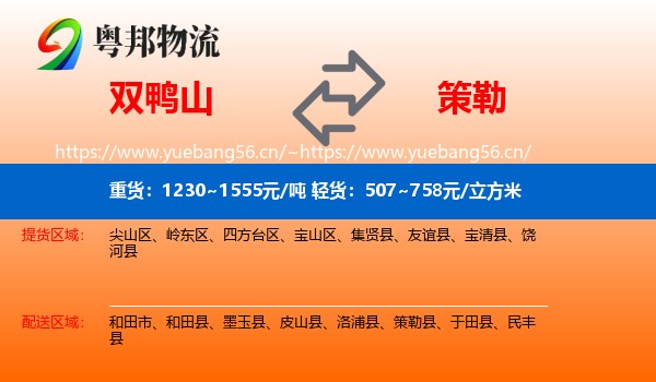 双鸭山到策勒县物流