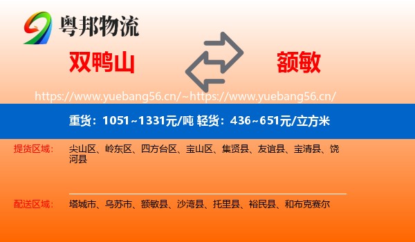 双鸭山到额敏县物流