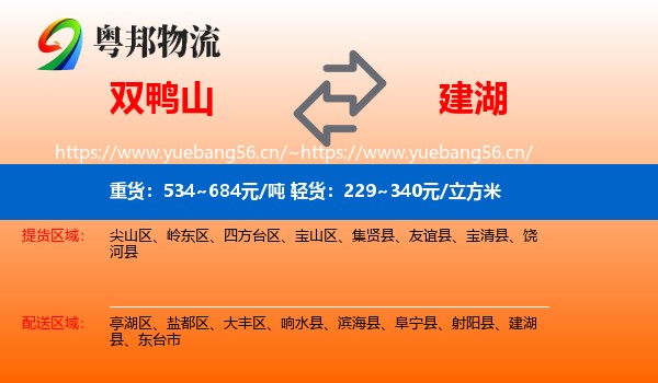 双鸭山到建湖县物流