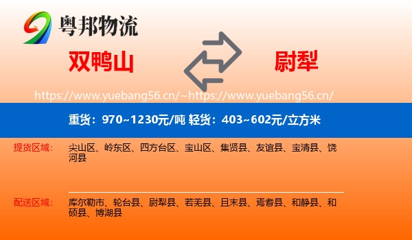 双鸭山到尉犁县物流