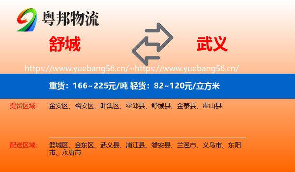 舒城到武义县物流