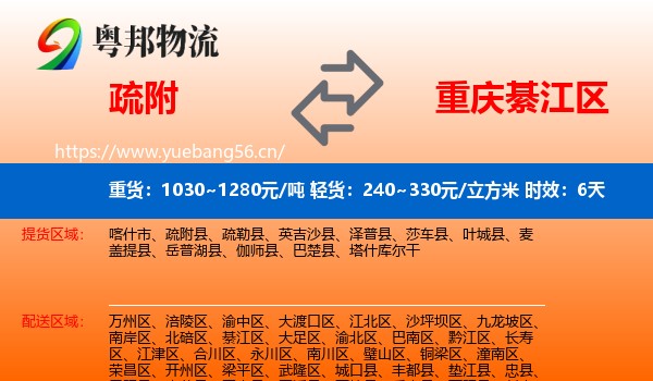 疏附到綦江区物流专线名片