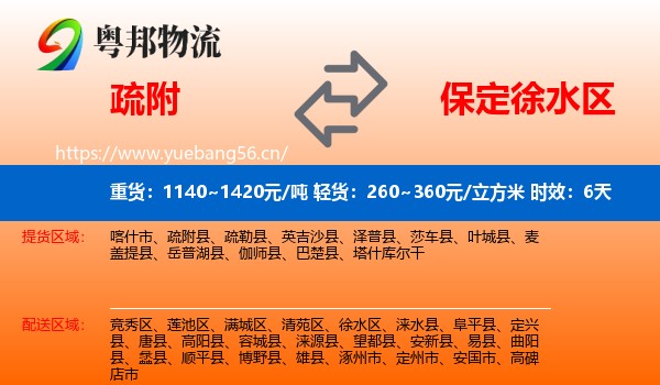 疏附到徐水区物流专线名片