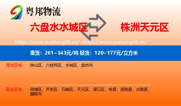六盘水水城区到天元区物流