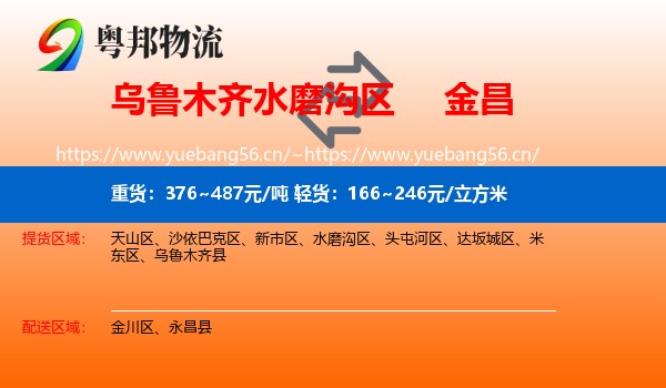 乌鲁木齐水磨沟区到金昌物流