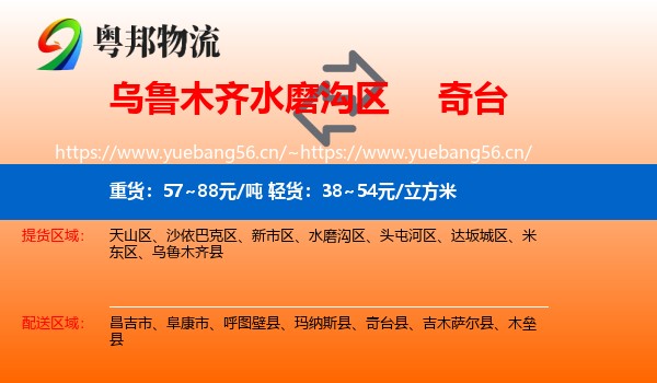 乌鲁木齐水磨沟区到奇台县物流