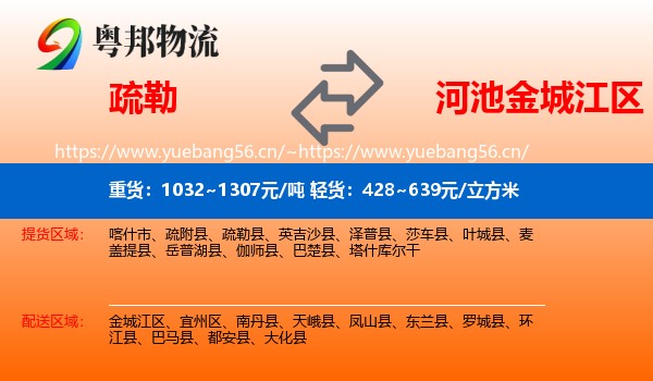 疏勒到金城江区物流