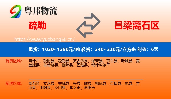 疏勒到离石区物流专线名片