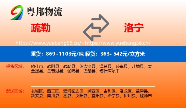疏勒到洛宁县物流