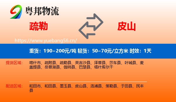 疏勒到皮山县物流专线名片