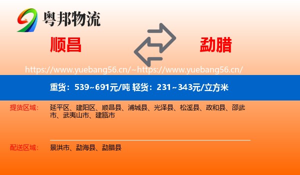 顺昌到勐腊县物流
