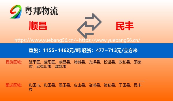 顺昌到民丰县物流