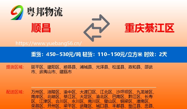 顺昌到綦江区物流专线名片