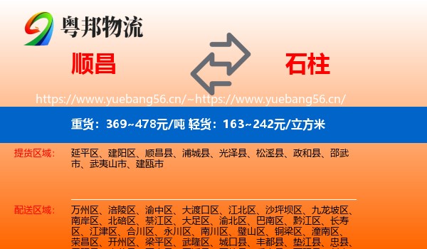 顺昌到石柱县物流