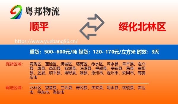 顺平到北林区物流专线名片