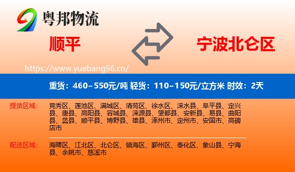 顺平到北仑区物流 顺平到北仑区物流专线名片