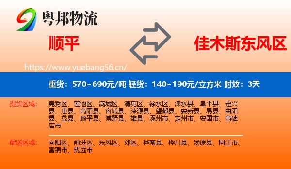 顺平到东风区物流 顺平到东风区物流专线名片