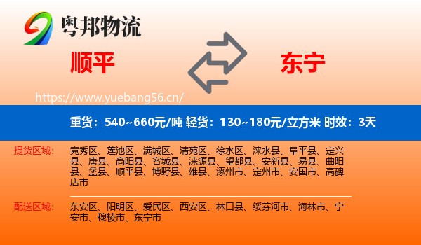 顺平到东宁市物流专线名片