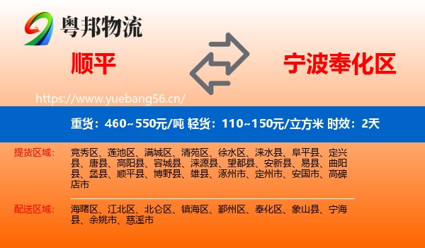 顺平到奉化区物流专线名片