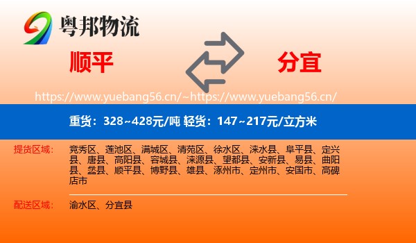 顺平到分宜县物流