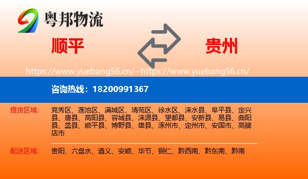 顺平县到贵州物流专线