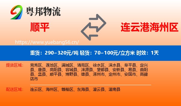 顺平到海州区物流专线名片