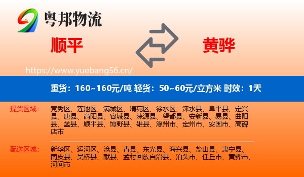 顺平到黄骅市物流专线名片