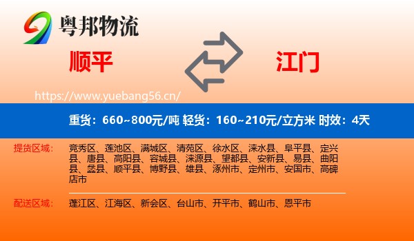 顺平到江门物流专线名片