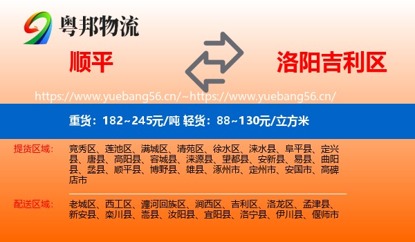 顺平到吉利区物流