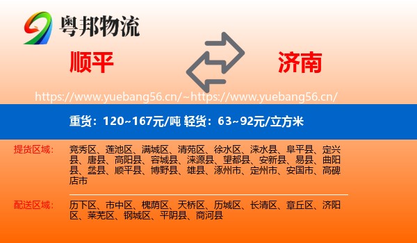 顺平县到济南物流专线