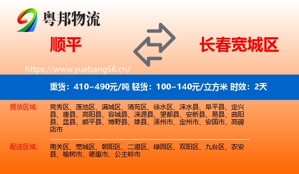 顺平到宽城区物流 顺平到宽城区物流专线名片