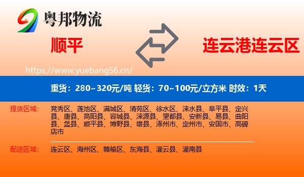 顺平到连云区物流专线名片