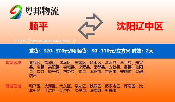 顺平到辽中区物流专线名片