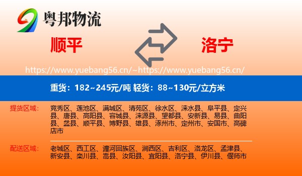 顺平到洛宁县物流