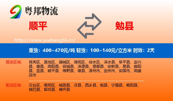 顺平到勉县物流专线名片