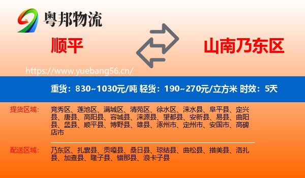 顺平到乃东区物流专线名片