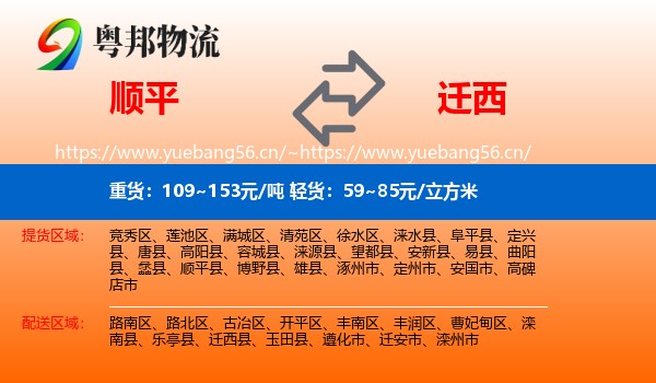 顺平到迁西县物流