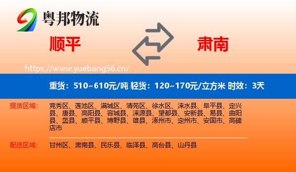 顺平到肃南县物流专线名片