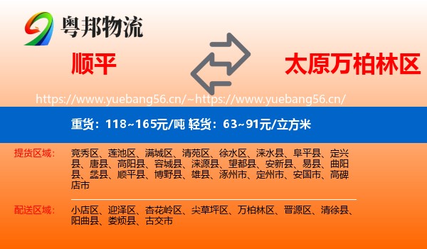 顺平到万柏林区物流