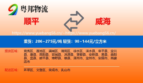 顺平县到威海物流专线